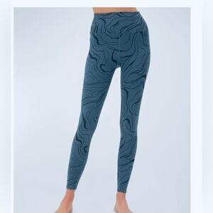 Spiritual Gangster Love Sculpt Jacquard Legging Deep Sea Blue Swirl Print (XS/S)